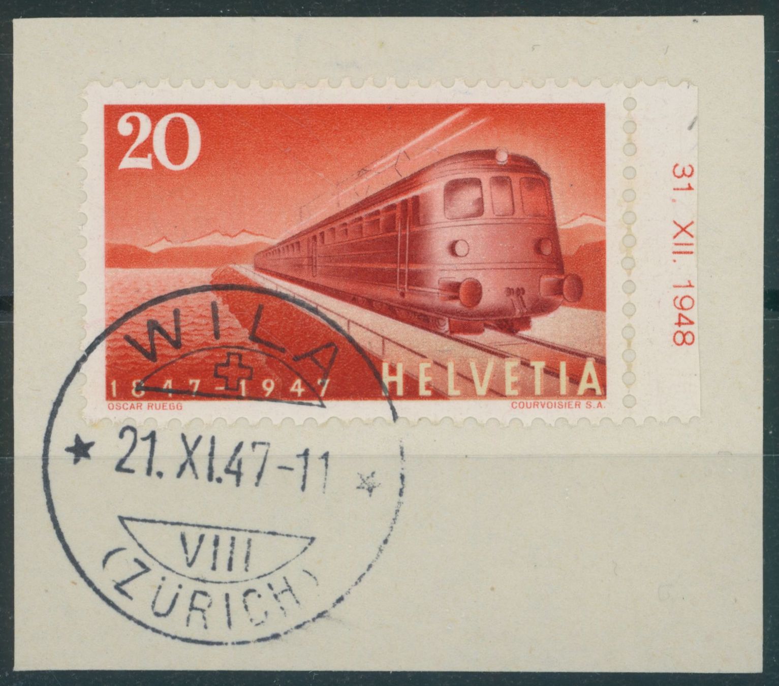 Tutti i francobolli: 1947 - Eisenbahnen - Abart - gestempelt – Usato da Schindellegi venduto da leecollect