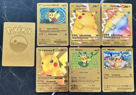 Carte Pikachu Pokemon Set Oro 6 carte FAN ART
