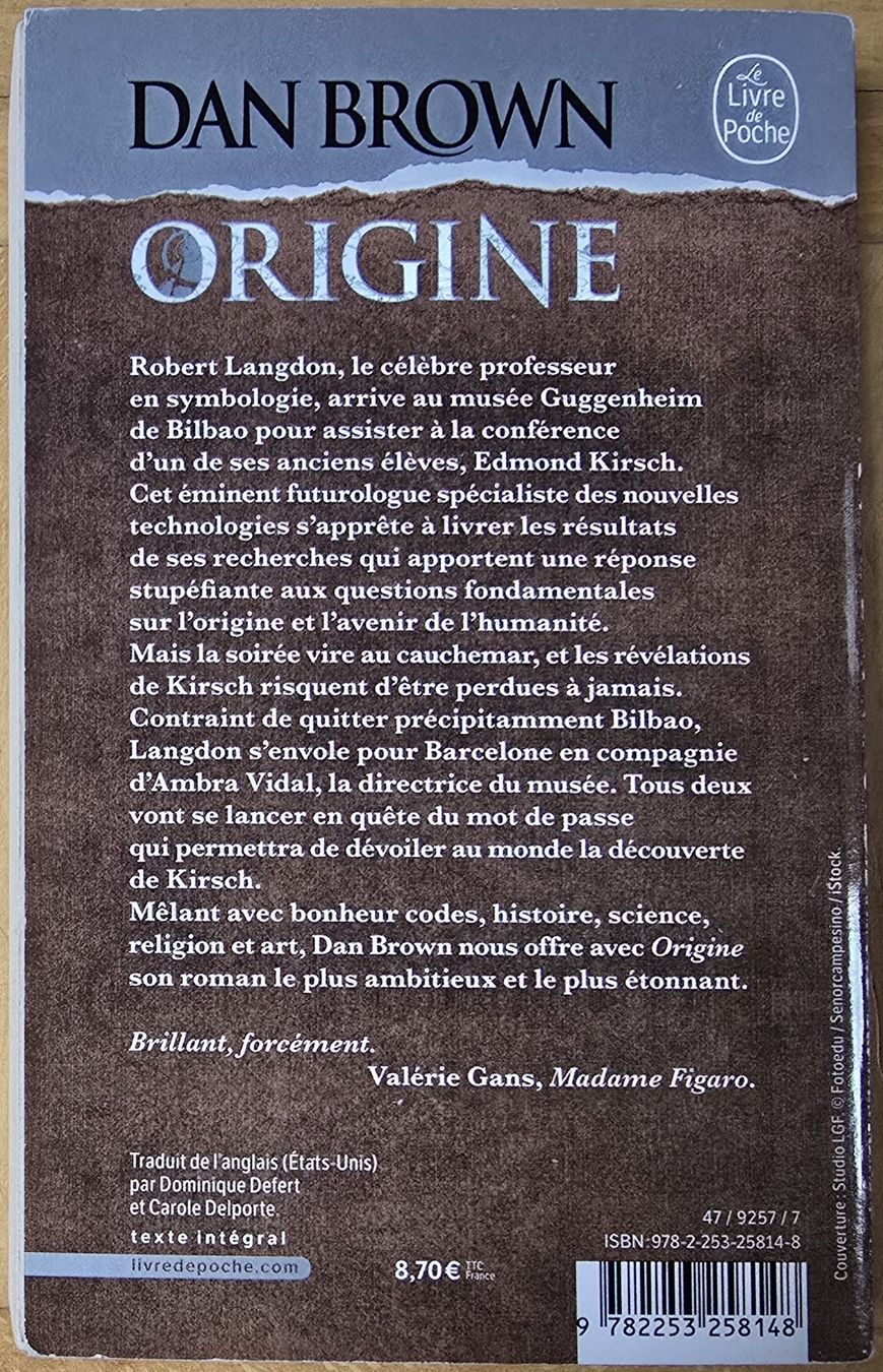 Libri: Dan Brown : Origine – Usato da Froideville venduto da xXSebastienXx 1
