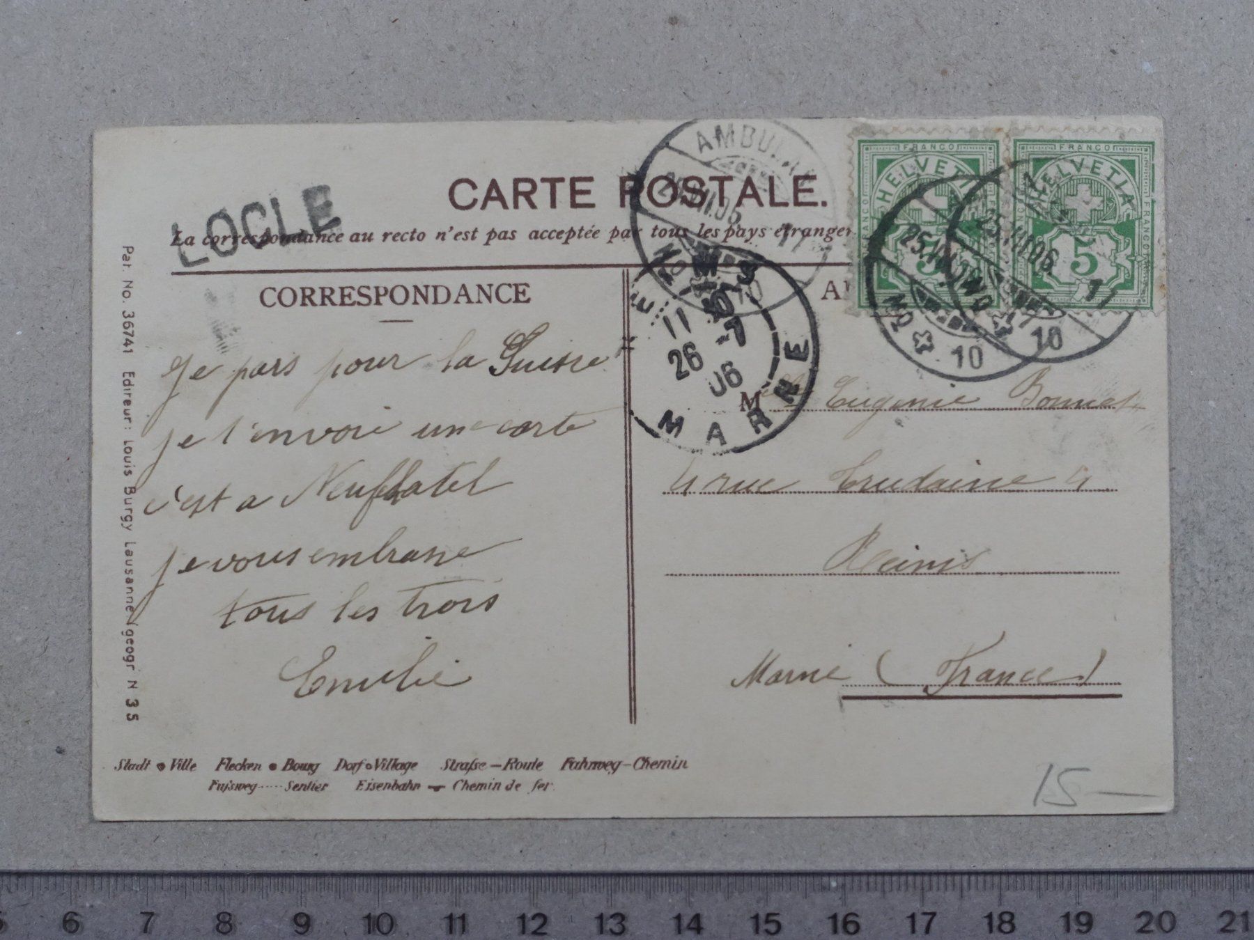 Cartoline postali: Les Brenets, Lac de Neuchâtel, 1906 – Usato da Lenzburg venduto da fh1 1
