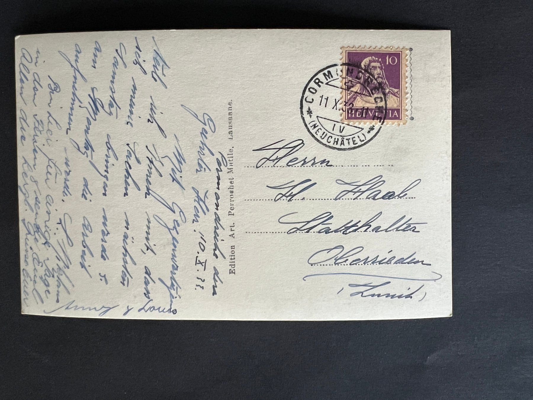 Cartoline postali: AK 1933 Neuenburgersee  (V720) – Usato da Hinwil venduto da Sidi4 1