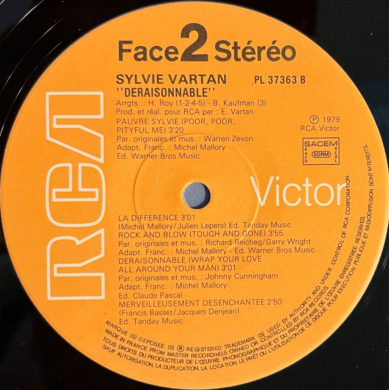 Dischi in vinile: SYLVIE VARTAN - DÉRAISONNABLE - 33 Tours – Usato da Bussigny venduto da vinyl-pas-cher 3