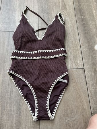 Calzedonia One-piece swimsuit brown white trim🆕