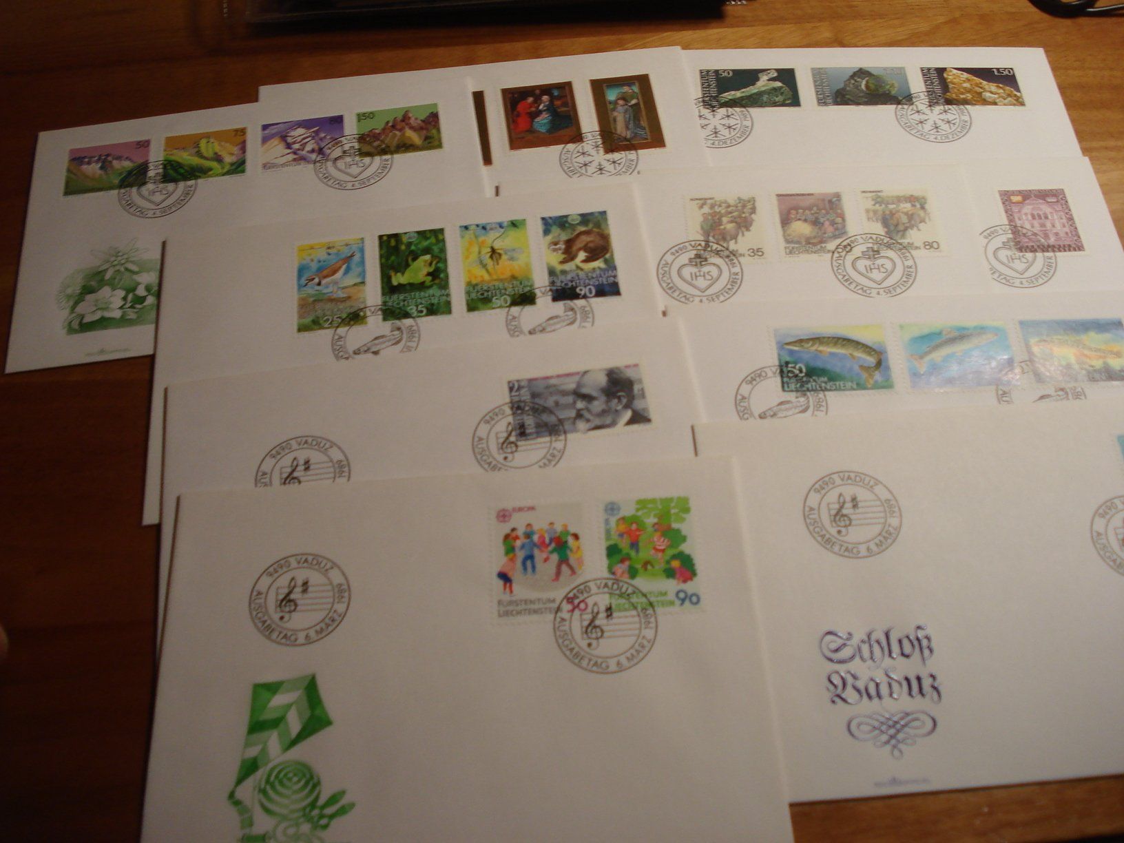 Alle Briefmarken: Liechtenstein, Set FDC 1989, 9 Belege – Gebraucht aus Niederwil AG von morostahu 1