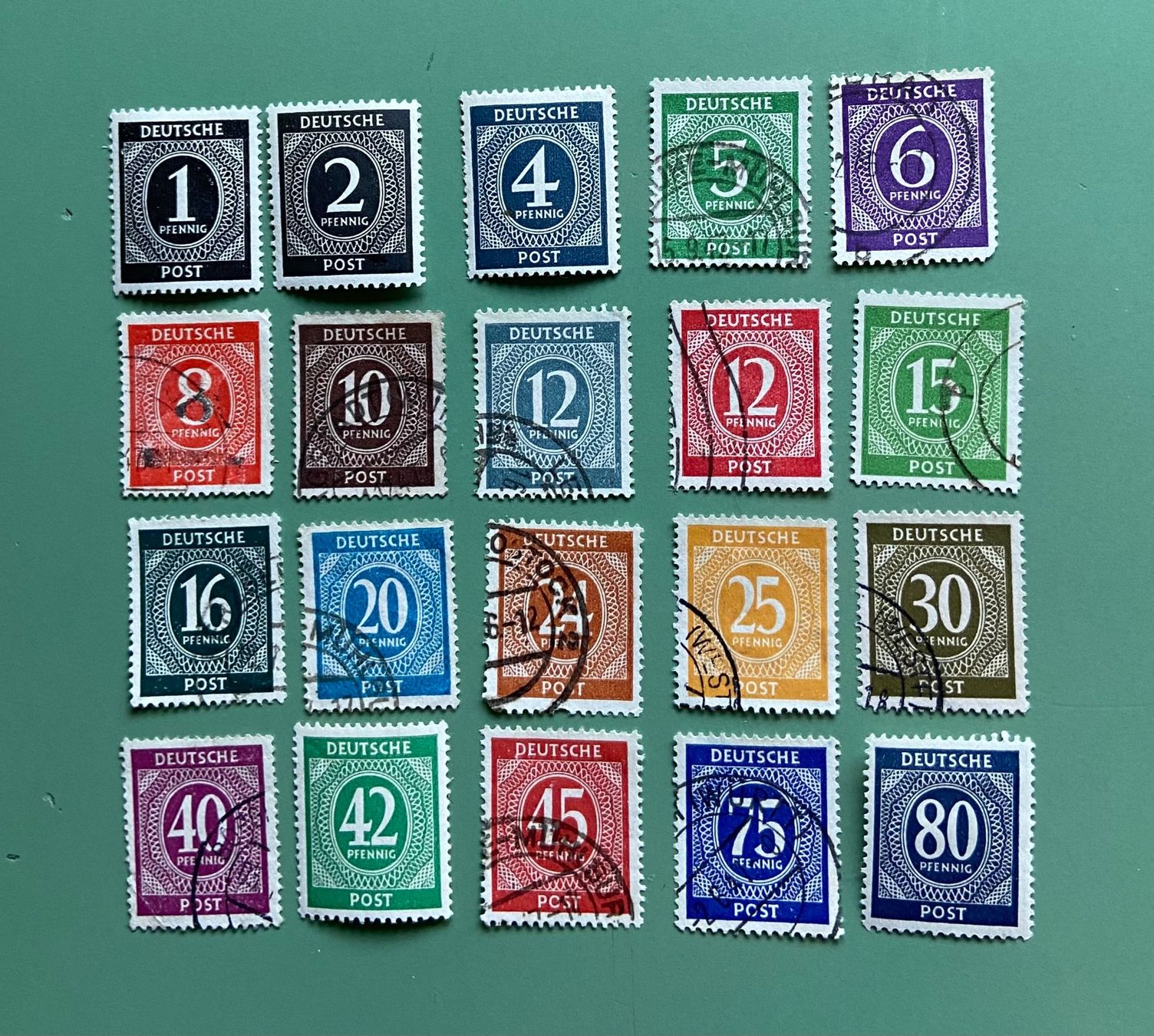 Alle Briefmarken: Deutsche Allierte Postmarken 1945 – Gebraucht aus Münchringen von Hegelime-38