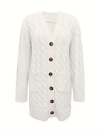 Strickjacke Jacke Long Weiss Gr. 46
