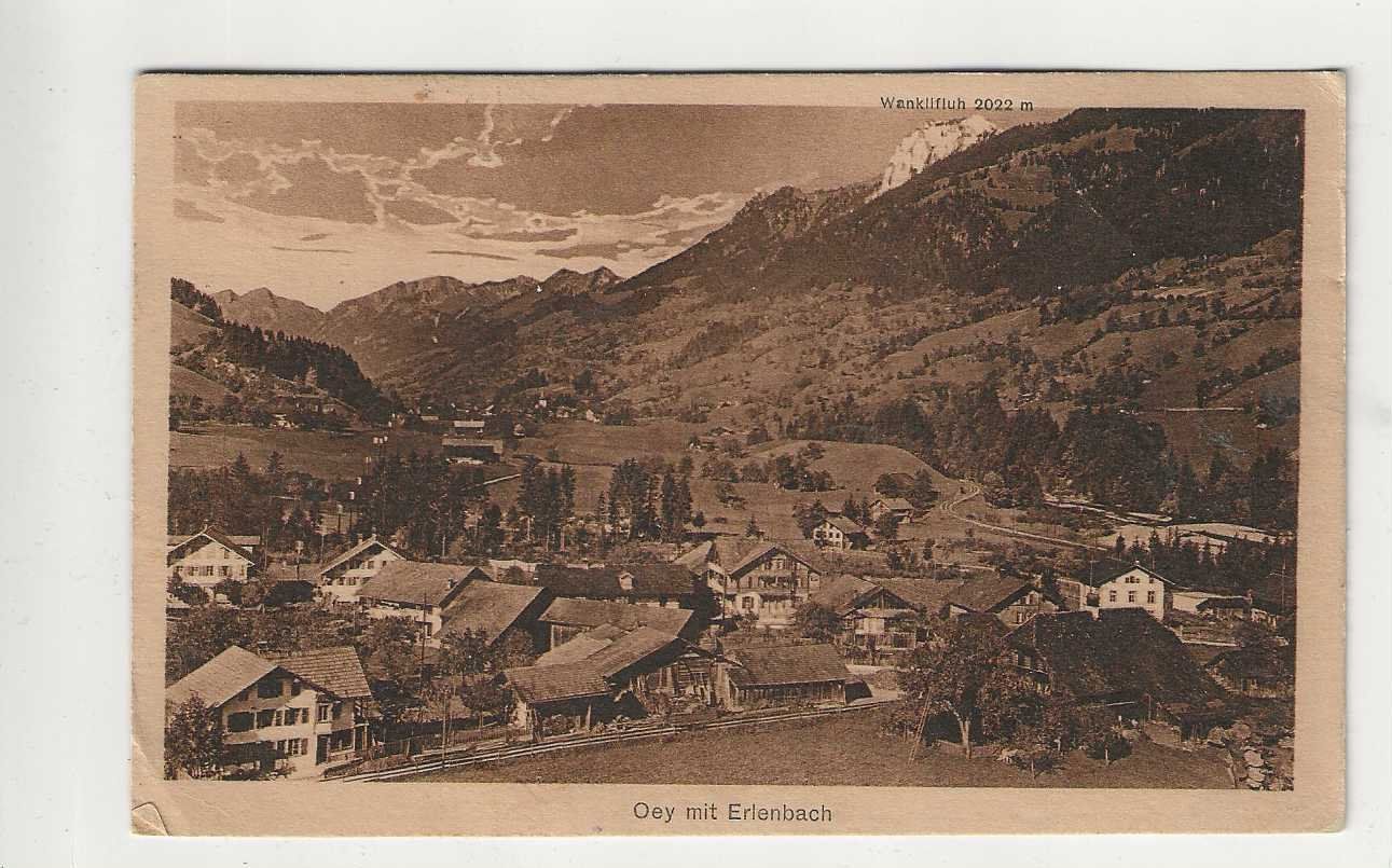 Ansichtskarten: Oey gegen Erlenbach, 1923 – Gebraucht aus Spiez von Niesen20