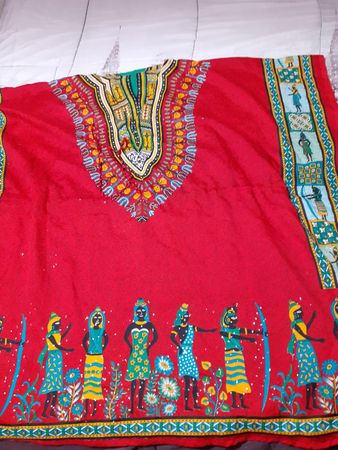 Rotes Sommerkleid Dashiki-Muster Afrikanischer Stil Gr. L