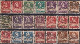21 Tellmarken mit sauberen Vollstempeln, s. Text