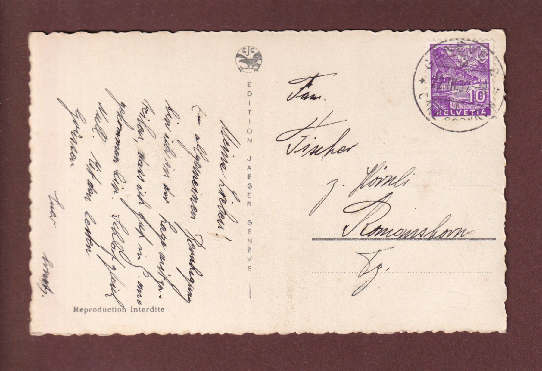 Cartoline postali: GENEVE - Pont Butin - 1937 // pli // – Usato da Pully venduto da nicecards 1