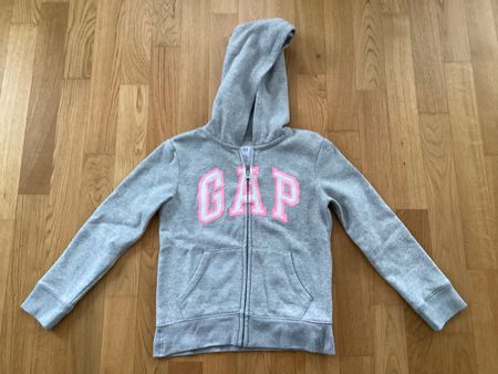 Gap Kapuzenjacke, Mädchen, Grösse M/134, grau mit weiss/pink