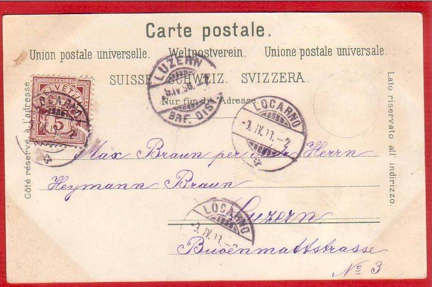 Cartoline postali: LOCARNO, LITHO 1903 – Usato da Grüningen venduto da Kartenlaube 1