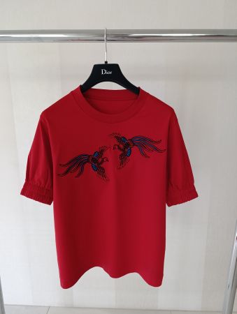 Rotes T-Shirt mit Vogelmuster, KENZO, Grösse XS / S