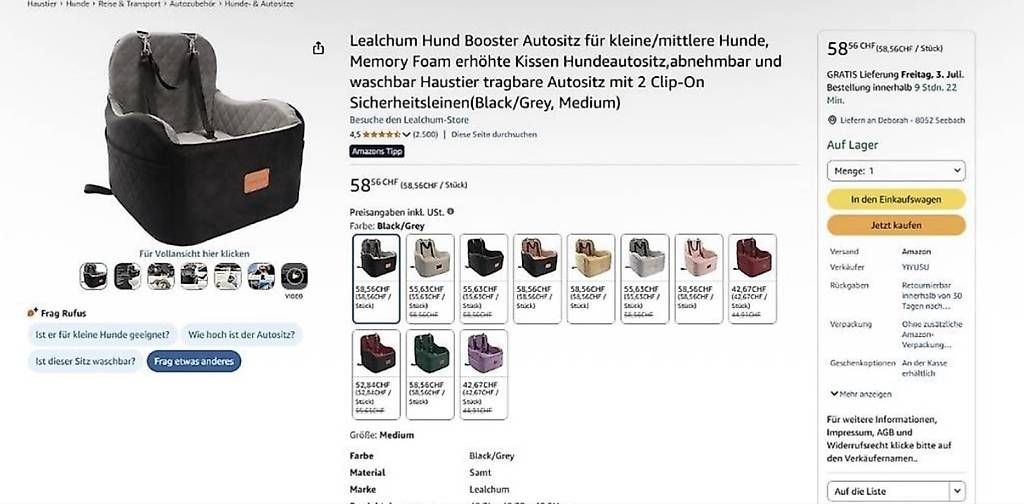 Liege- & Schlafplätze: Hundeautositz – Gebraucht aus Zürich von badaha