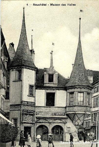 Cartoline postali: Neuchâtel - Maison des Halles + c1905 – Usato da Emmenbrücke venduto da teestube