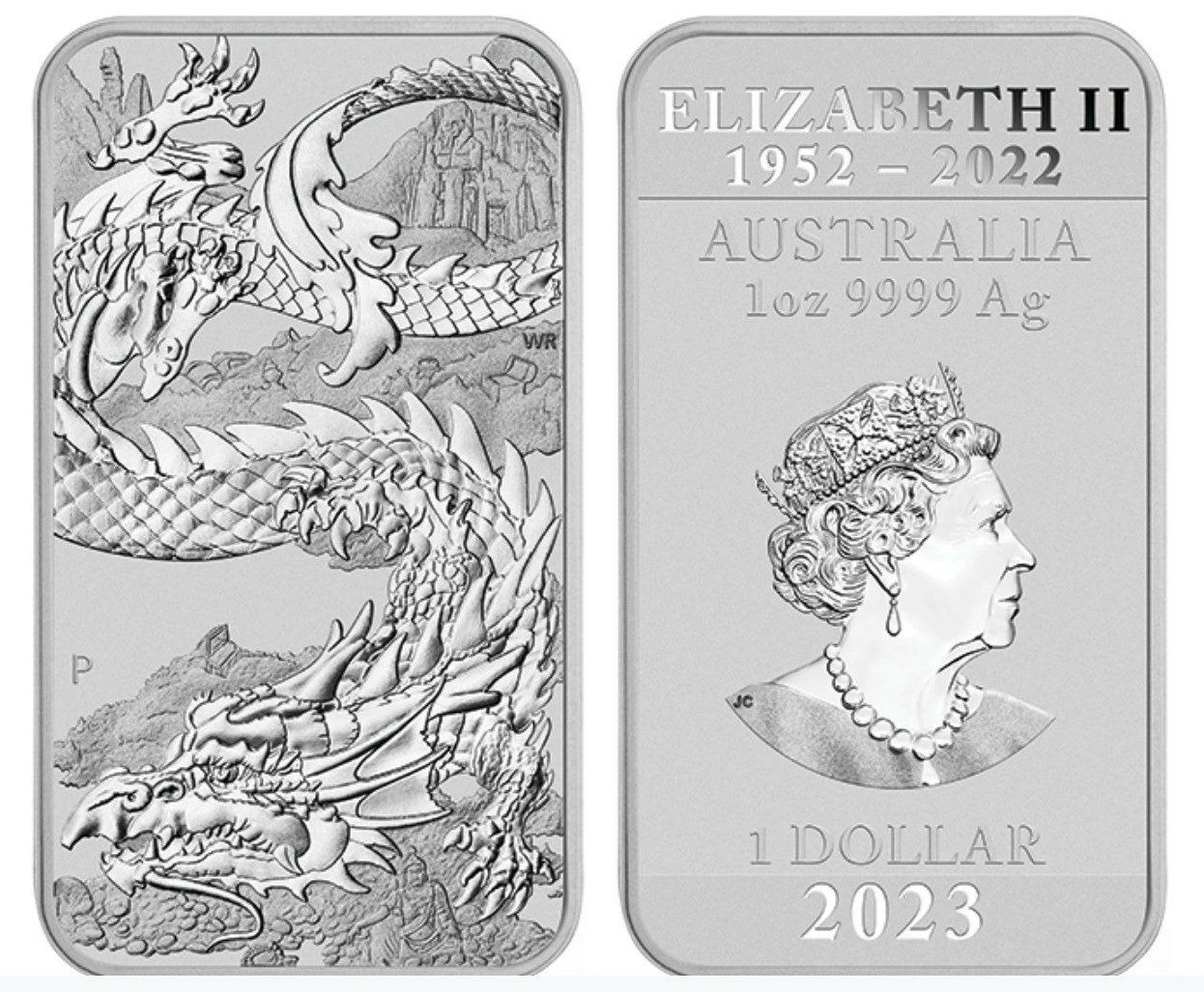 Métaux précieux: 1 Unze Silberbarren - Rectangular Dragon Drache 2023 – Neuf (Voir description) à Obergösgen par Prokofiev 4