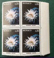 4er Block Briefmarken aus Monaco Mediterrane Fauna 1980
