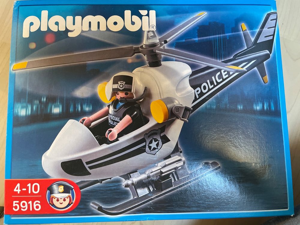 Playmobil Police – Hélicoptère Microcoptère Noir Et Blanc, Référence 5916 (K4129), Occasion