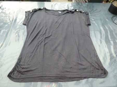 T-shirt gris foncé manches courtes femme, taille XL