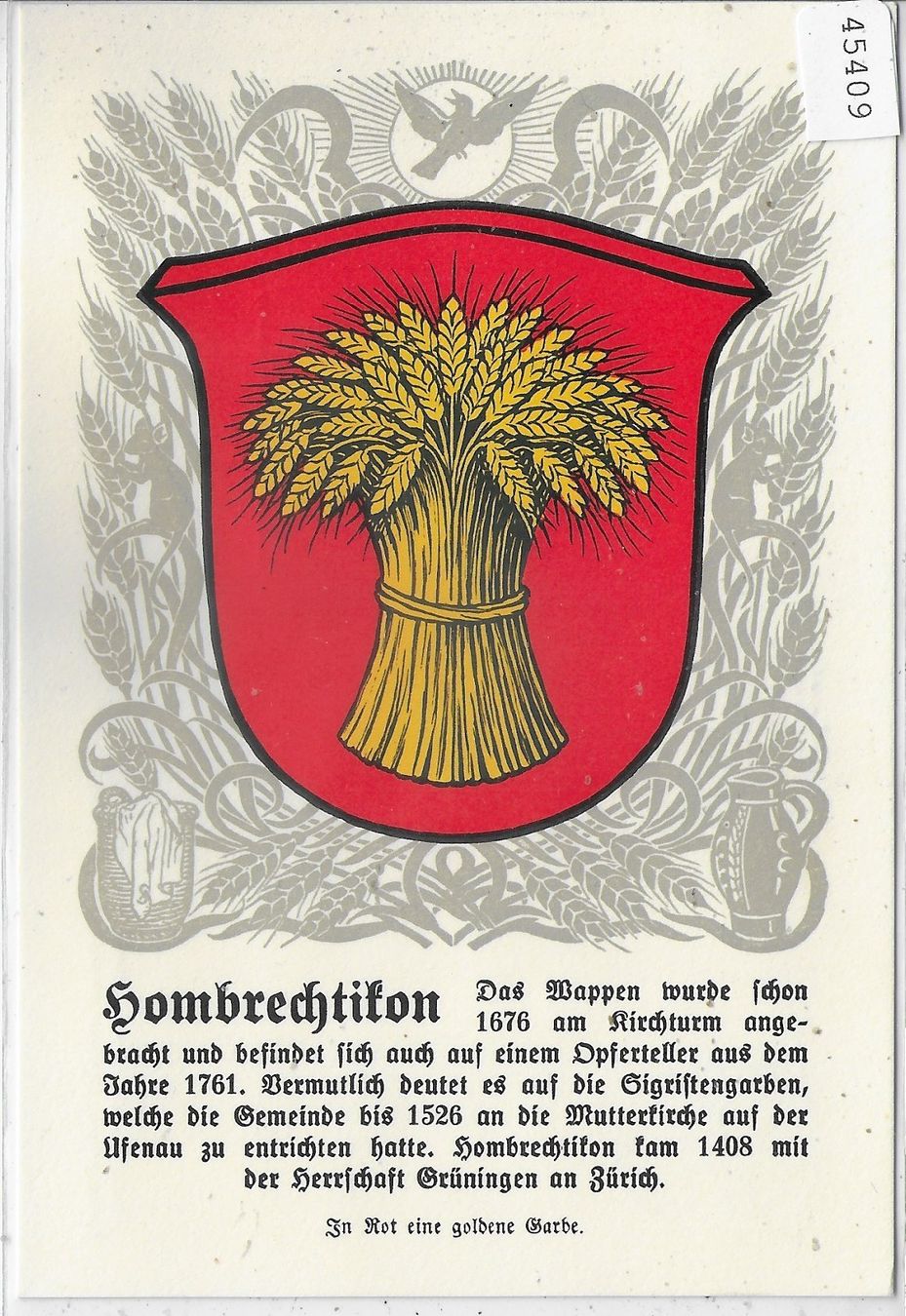 Cartoline postali: Hombrechtikon ZH - Gemeindewappen – Usato da Ettingen venduto da Kartenplanet