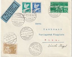 Flug Zürich - Wien - Zürich, 22.5.1932, postlagernd