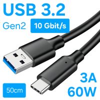 USB 3.2 Gen 2 (10 Gbit/s) 60 Watt / USB-A auf USB-C / 50cm