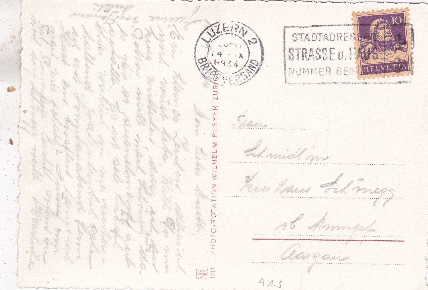 Cartoline postali: Luzern mit Wagenbachbrunnen 1934 – Usato da Herisau venduto da Lisegrat2008 1