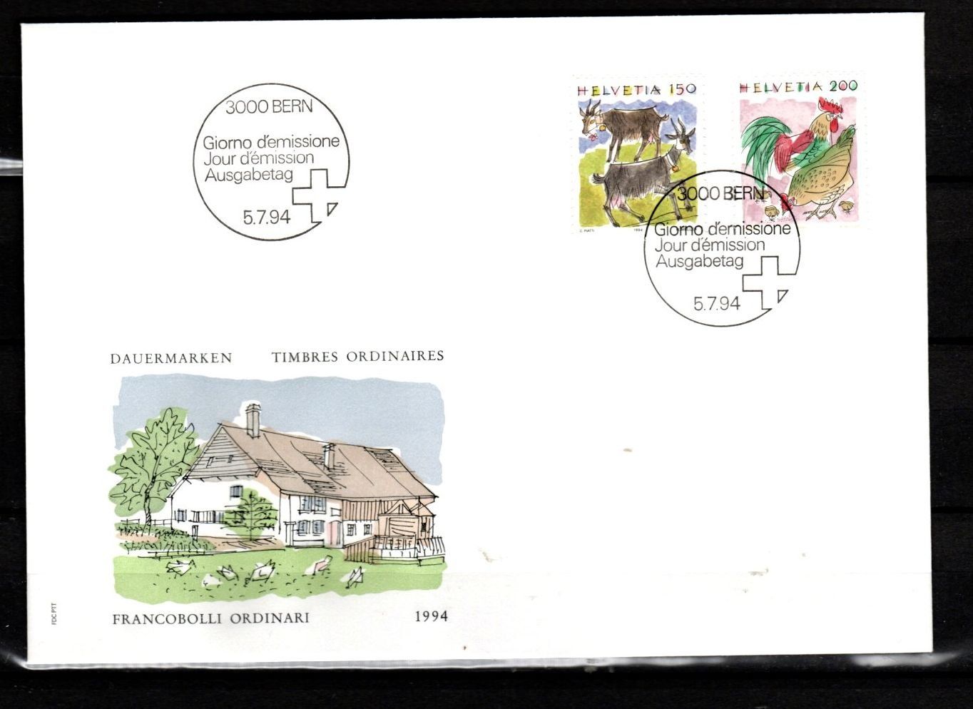 Tutti i francobolli: 1994/95 - FDC / Tiere / Ziegen & Hühner – Usato da Schaffhausen venduto da poststamp
