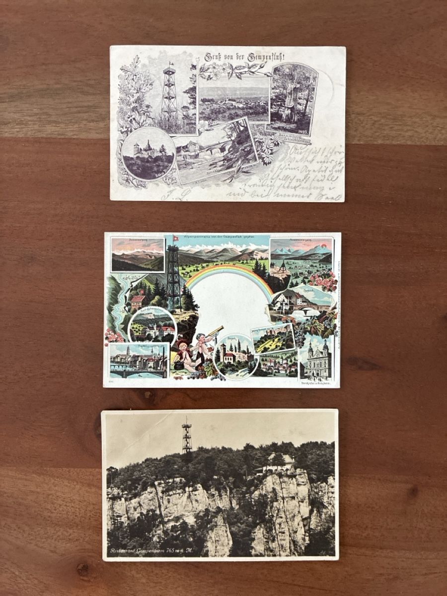 Cartoline postali: 3 Ansichtskarten Schweiz von der Gempenfluh SO – Usato da Oftringen venduto da Cla.vD.74