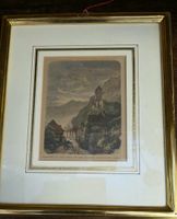 Antiker koloriertes Stich Sargans am Gonzen 19. Jh.  21x26cm
