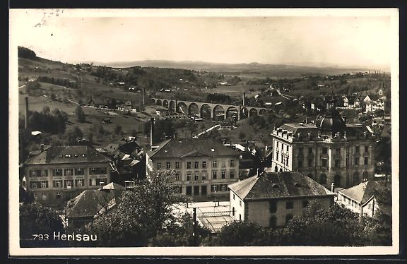Cartoline postali: Herisau, Teilansicht mit Viadukt aus der – Usato da Berlin venduto da bartko-reher