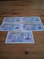 5× 20 Franken Banknoten Schweiz – Typ „General Dufour“ – sch