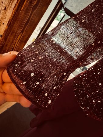 Festliches Jumpsuit Anzug mit glitzer-Jäggli in Bordeaux