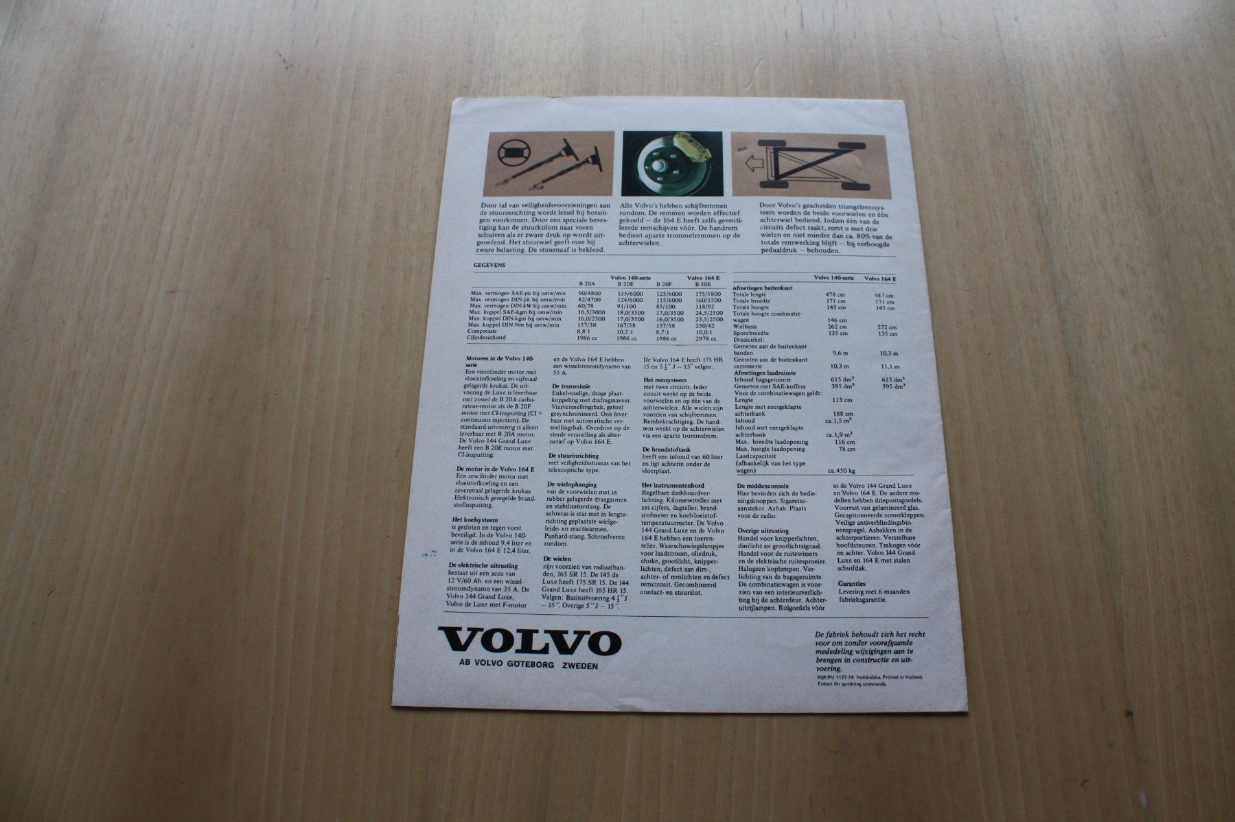 Volvo Dokumente: Volvo Modell Programm Prospekt 1974 NL – Gebraucht aus Wikon von erwin400 4
