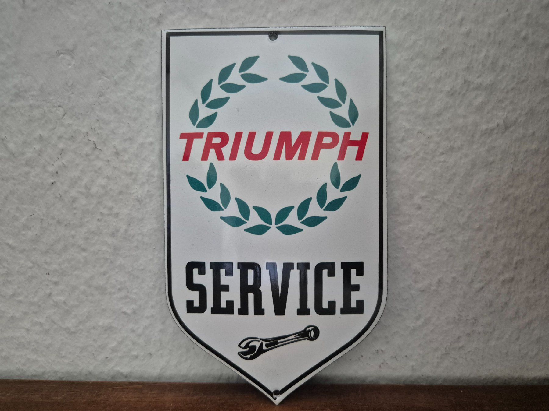 Triumph Insegne: Emailschild Triumph Service Motorrad Logo Emaille Schild – Nuovo (secondo la descrizione) da Schaffhausen venduto da pfanis09 1