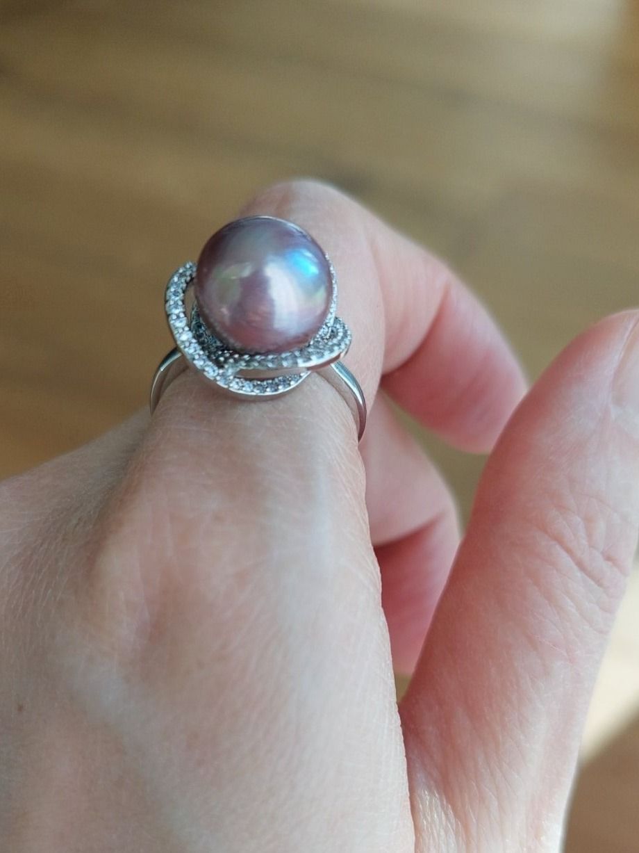 Perle (finte): Traumhaftelila Echte Edison Süsswasserperle Ring – Nuovo (secondo la descrizione) da St. Gallen venduto da Ammora 7