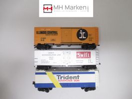 3-teiliges US-Güterwagenset Boxcars o. OVP US Railways
