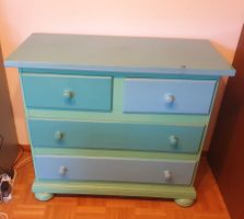 Vintage Holz-Kommode, Shabby Chic, blau/türkis