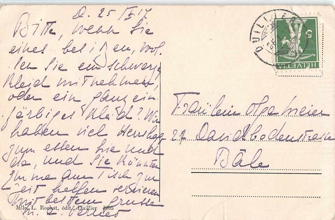 Ansichtskarten: GRUSS aus DUILLIER - alte Ansichtskarte 1917 – Gebraucht aus Winterthur von SchatzchischtliWinti 1