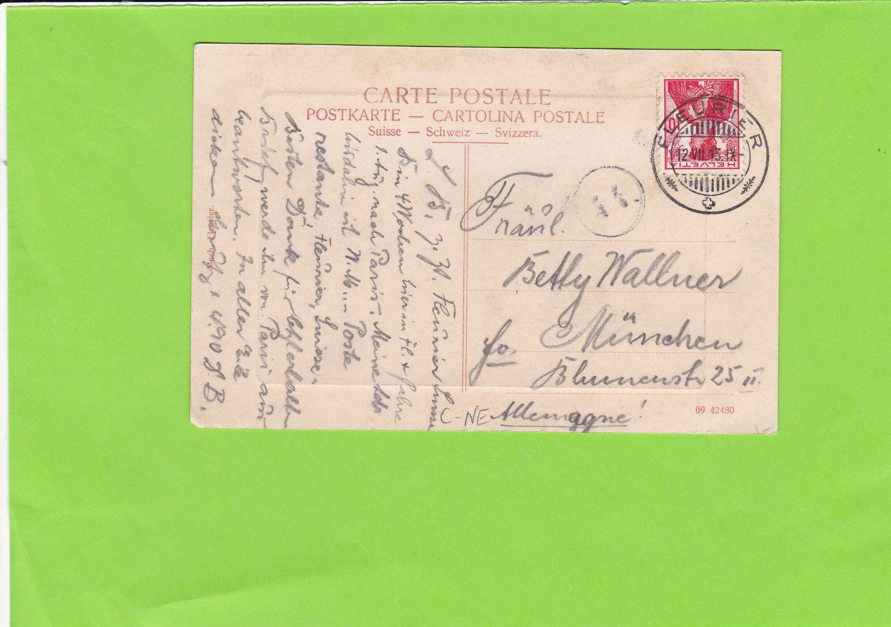 Cartoline postali: Fleurier---1913 – Usato da St. Peterzell venduto da neckertal 1