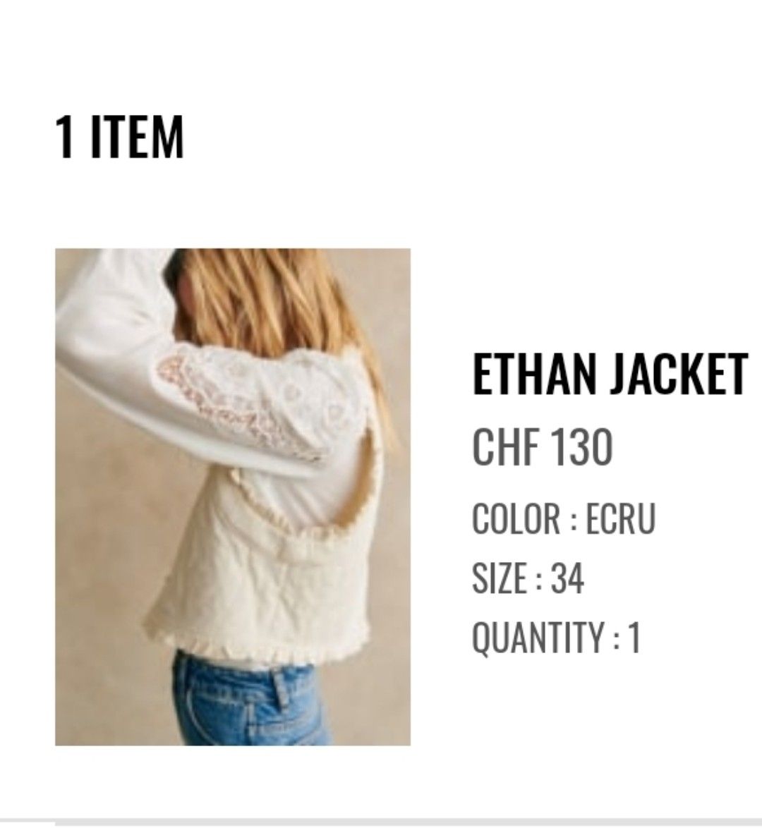 Sezane Gilets: Sezane ETHAN JACKET Ecru Grösse 34 neu – Neuf (Voir description) à Ittigen par deb_2d5g