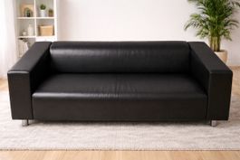 Schwarzes Kunstledersofa - Top Zustand, bequemes Sitzen!