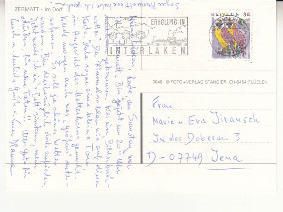 Cartoline postali: Zermatt 1995 – Usato da Bürglen TG venduto da StampGraf 1