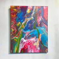 Abstraktes Acrylgemälde „Regenbogenflut“ 40x50cm Original