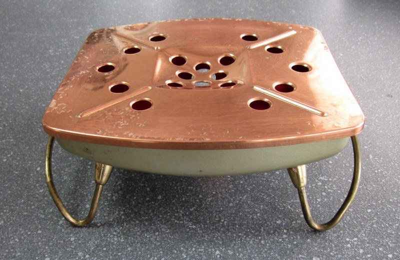 Chauffe-plat Vintage En Cuivre - Réchaud à Bougies Ancien Forme Ovale