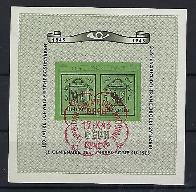 Tutti i francobolli: Genf Block gestempelt 17.IX.43 ET.    14412 – Usato da Lunden venduto da Animus999