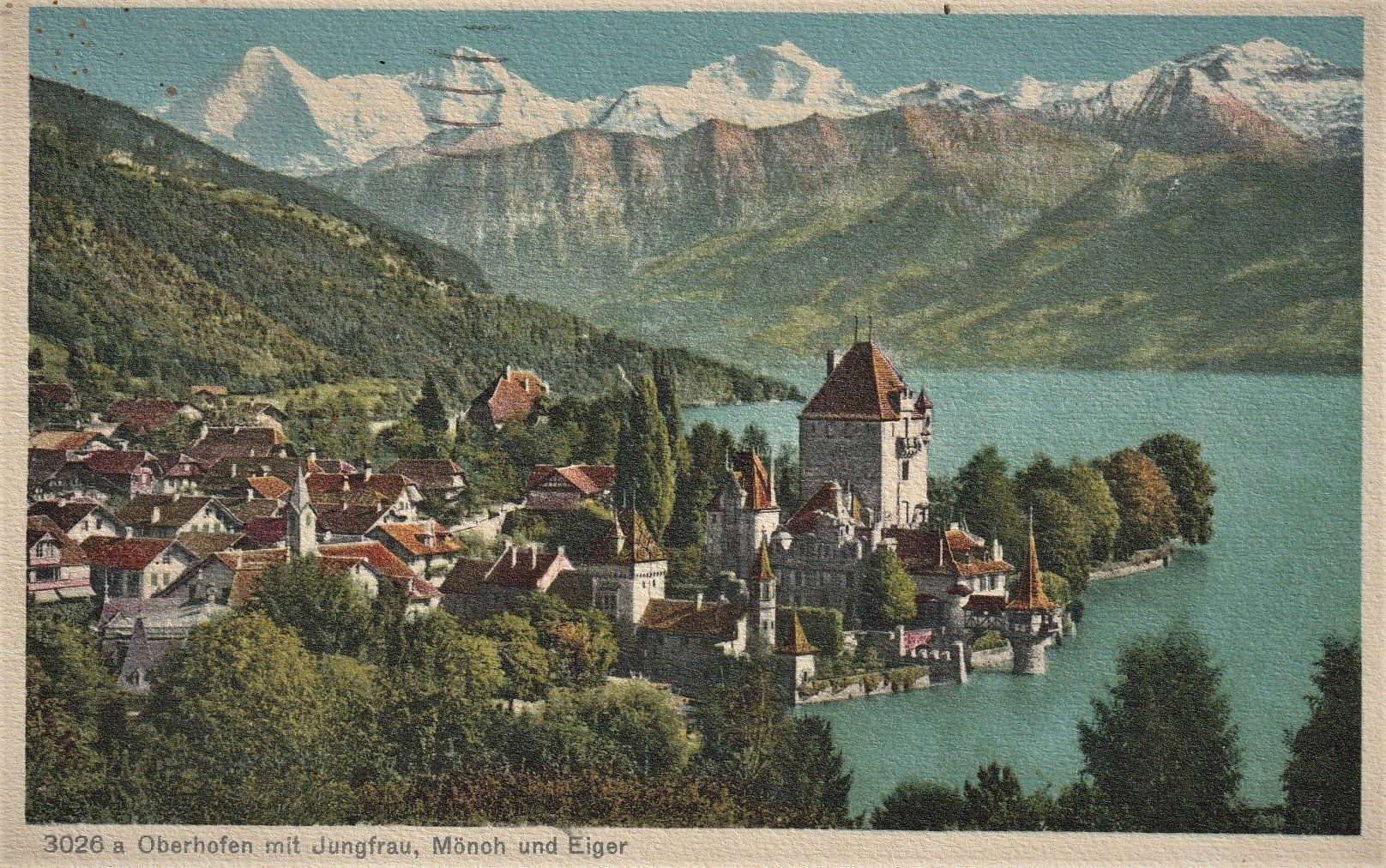 Ansichtskarten: AK Oberhofen - gel. 9.7.1934 – Gebraucht aus Fribourg von schnalla92