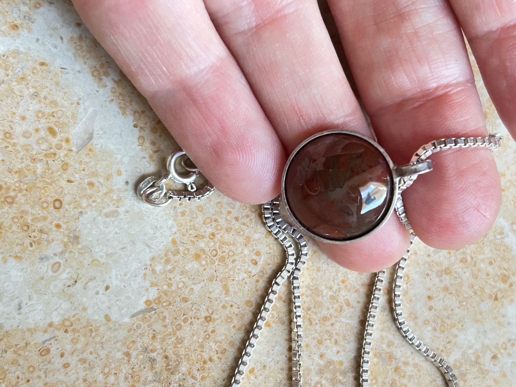 Catenine: Silberkette mit Anhänger, JASPIS, Modern – Usato da Laufen venduto da belleskulptur 6