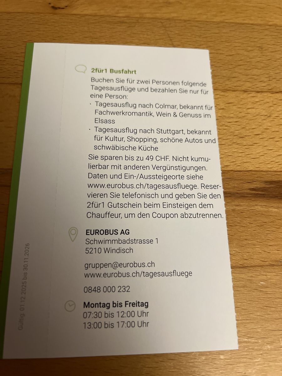 Buoni: Eurobus 2 für 1 – Nuovo (secondo la descrizione) da Leuggern venduto da sch_h22c 1