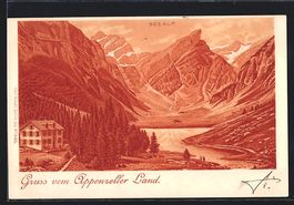 Lithographie Appenzell, Seealp, 1901